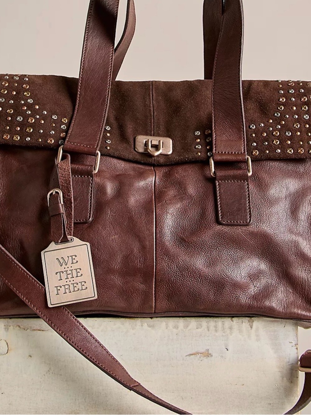We The Free Shay Stud Tote. Genuine Leather and Suede. Like New! - Picture 3 of 11